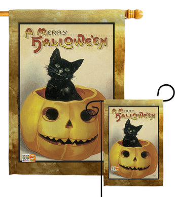 Merry Halloween - Halloween Fall Vertical Impressions Decorative Flags HG112065 Made In USA