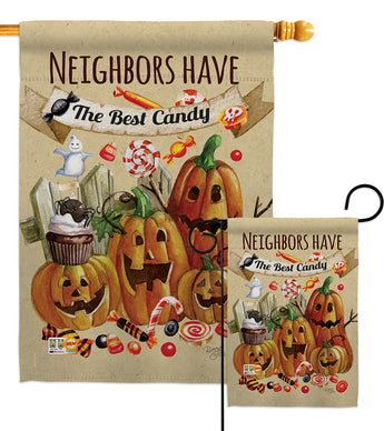 Neighbors Candy - Halloween Fall Vertical Impressions Decorative Flags HG112067 Made In USA