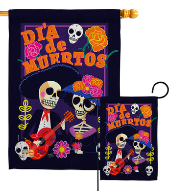 Dia de Muertos Couple - Halloween Fall Vertical Impressions Decorative Flags HG112077 Made In USA