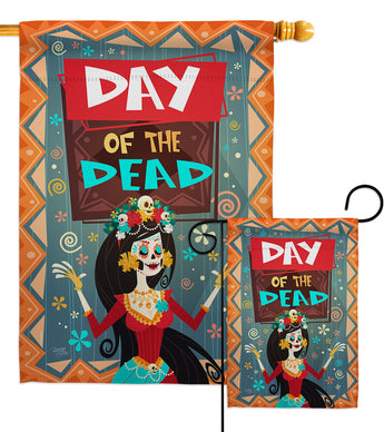 Joyful Day of Dead - Halloween Fall Vertical Impressions Decorative Flags HG112092 Made In USA