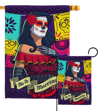 La Calavera Catrina - Halloween Fall Vertical Impressions Decorative Flags HG112102 Made In USA