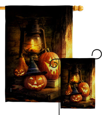 Lantern Pumpkins - Halloween Fall Vertical Impressions Decorative Flags HG112105 Made In USA