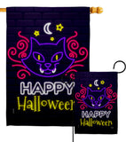 Neon Halloween Cat - Halloween Fall Vertical Impressions Decorative Flags HG112108 Made In USA