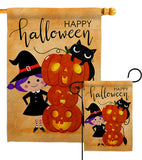 Playful Witch - Halloween Fall Vertical Impressions Decorative Flags HG112113 Made In USA