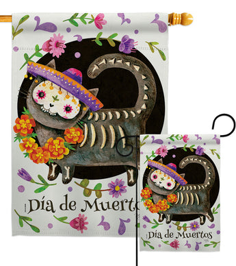 Dia De Muertos Cat - Halloween Fall Vertical Impressions Decorative Flags HG112114 Made In USA