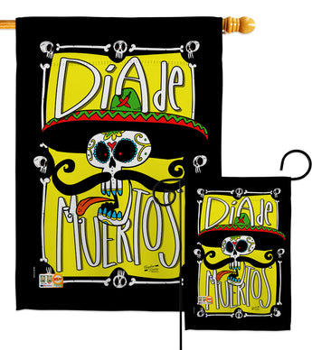 Dia de Muertos Skull - Halloween Fall Vertical Impressions Decorative Flags HG137070 Made In USA