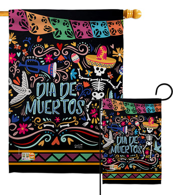 Colorful Dia de Muertos - Halloween Fall Vertical Impressions Decorative Flags HG137071 Made In USA