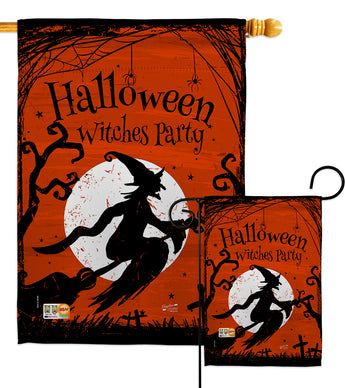 Witches Party - Halloween Fall Vertical Impressions Decorative Flags HG137103 Made In USA