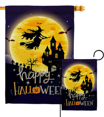 Witchy Halloween - Halloween Fall Vertical Impressions Decorative Flags HG137226 Made In USA