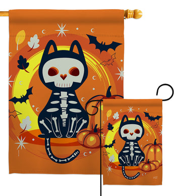 Halloween Black Cat - Halloween Fall Vertical Impressions Decorative Flags HG137265 Made In USA