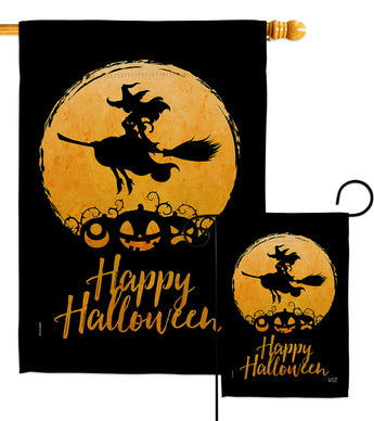 Halloween Witch - Halloween Fall Vertical Impressions Decorative Flags HG137306 Made In USA