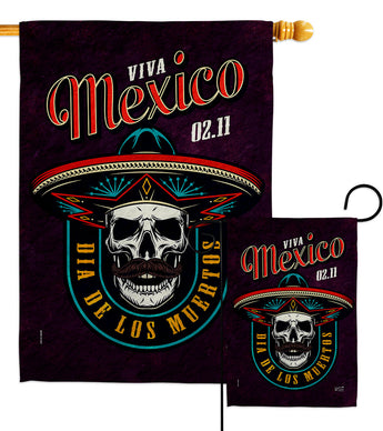 Viva Mexico - Halloween Fall Vertical Impressions Decorative Flags HG137492 Made In USA