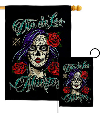 La Catrina Rose - Halloween Fall Vertical Impressions Decorative Flags HG137493 Made In USA