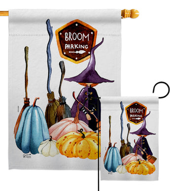 Broom Stop - Halloween Fall Vertical Impressions Decorative Flags HG137584 Made In USA