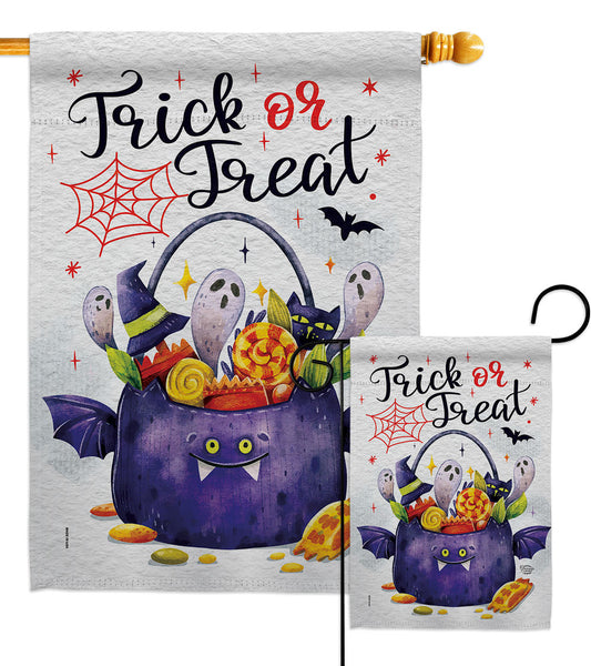 Full Treat - Halloween Fall Vertical Impressions Decorative Flags HG190180 Made In USA