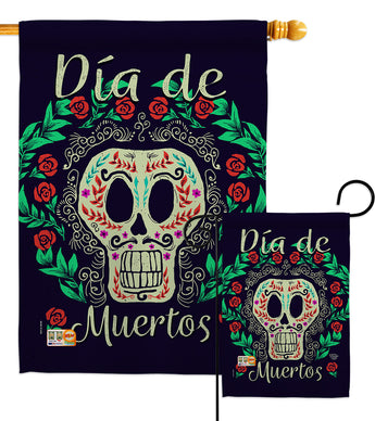 Dia de Muertos Skeleton - Halloween Fall Vertical Impressions Decorative Flags HG192074 Made In USA