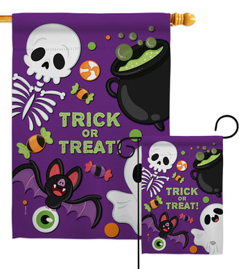 Trick ot Treat - Halloween Fall Vertical Impressions Decorative Flags HG192255 Made In USA