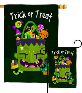 Sweet Monster Treat - Halloween Fall Vertical Impressions Decorative Flags HG192284 Made In USA