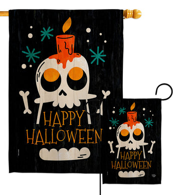 Happy Skull - Halloween Fall Vertical Impressions Decorative Flags HG192664 Made In USA