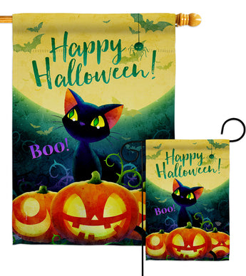 Cute Black Cat - Halloween Fall Vertical Impressions Decorative Flags HG192668 Made In USA