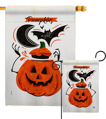 Pumpkins Night - Halloween Fall Vertical Impressions Decorative Flags HG192676 Made In USA