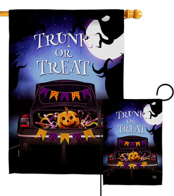 Trunk Or Treat - Halloween Fall Vertical Impressions Decorative Flags HG192702 Made In USA