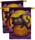 Halloween Kitty - Halloween Fall Vertical Impressions Decorative Flags HG190170 Made In USA