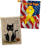 Halloween Tuxedo Cat - Halloween Fall Horizontal Impressions Decorative Flags HG190175 Made In USA
