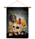 Ghosts Goblins and Goodies - Halloween Fall Vertical Impressions Decorative Flags HG112007 Made In USA