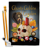 Ghosts Goblins and Goodies - Halloween Fall Vertical Impressions Decorative Flags HG112007 Made In USA