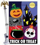 Trick or Treat Night - Halloween Fall Vertical Applique Decorative Flags HG112048 Imported