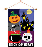 Trick or Treat Night - Halloween Fall Vertical Applique Decorative Flags HG112048 Imported