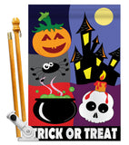 Trick or Treat Night - Halloween Fall Vertical Applique Decorative Flags HG112048 Imported