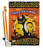 Halloween Black Cat - Halloween Fall Vertical Impressions Decorative Flags HG112050 Made In USA