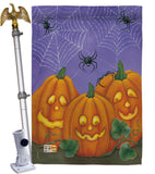 3 Pumpkins - Halloween Fall Vertical Impressions Decorative Flags HG112054 Made In USA