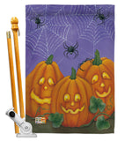 3 Pumpkins - Halloween Fall Vertical Impressions Decorative Flags HG112054 Made In USA