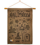 Halloween Doodles - Halloween Fall Vertical Impressions Decorative Flags HG112061 Made In USA