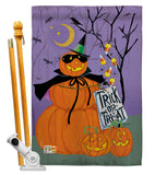 Happy Pumpkin Trio - Halloween Fall Vertical Impressions Decorative Flags HG112084 Made In USA