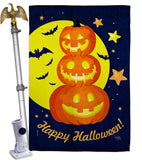 Pumpkin Trio - Halloween Fall Vertical Impressions Decorative Flags HG112107 Made In USA