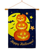 Pumpkin Trio - Halloween Fall Vertical Impressions Decorative Flags HG112107 Made In USA