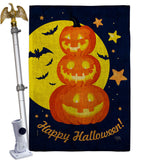 Pumpkin Trio - Halloween Fall Vertical Impressions Decorative Flags HG112107 Made In USA