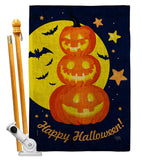 Pumpkin Trio - Halloween Fall Vertical Impressions Decorative Flags HG112107 Made In USA