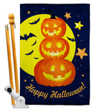 Pumpkin Trio - Halloween Fall Vertical Impressions Decorative Flags HG112107 Made In USA