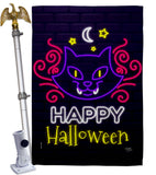 Neon Halloween Cat - Halloween Fall Vertical Impressions Decorative Flags HG112108 Made In USA