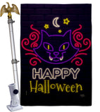 Neon Halloween Cat - Halloween Fall Vertical Impressions Decorative Flags HG112108 Made In USA