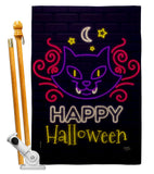 Neon Halloween Cat - Halloween Fall Vertical Impressions Decorative Flags HG112108 Made In USA