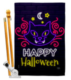 Neon Halloween Cat - Halloween Fall Vertical Impressions Decorative Flags HG112108 Made In USA