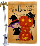 Playful Witch - Halloween Fall Vertical Impressions Decorative Flags HG112113 Made In USA