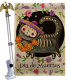 Dia De Muertos Cat - Halloween Fall Vertical Impressions Decorative Flags HG112114 Made In USA