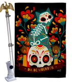 Suger Skull Gato - Halloween Fall Vertical Impressions Decorative Flags HG137000 Made In USA